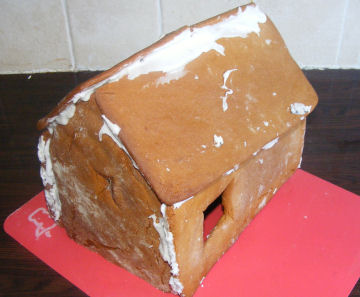 Gingerbread house in progress - ready to decorate!