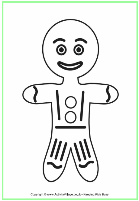 Gingerbread man colouring page 2
