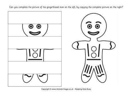 Complete the fingerbread man puzzle