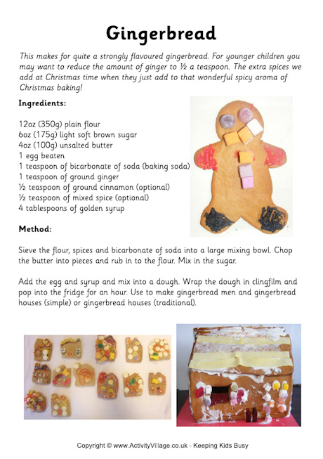 Gingerbread recipe printable