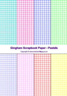 Free printable Gingham Scrapbook Paper, pastel collection