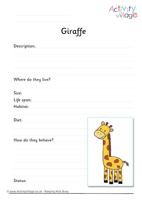 Giraffe Worksheet