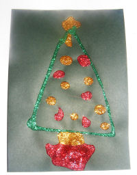 Glitter glue Christmas tree card