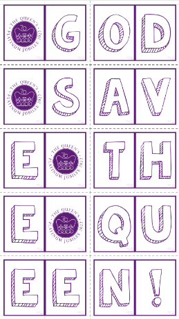 God Save The Queen colouring banner God Save The Queen colouring banner