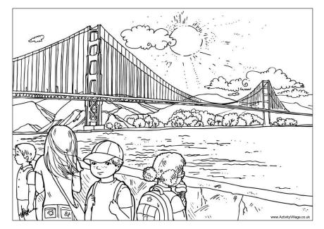 Golden Gate Bridge colouring page