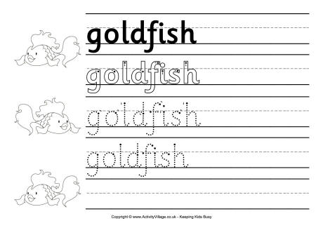 Goldfish handwriting worksheet