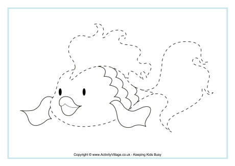 tracing worksheet lines fun Tracing Page Goldfish