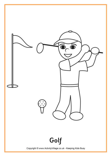 Golf colouring page