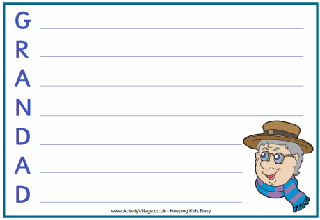 Grandad acrostic poem printable