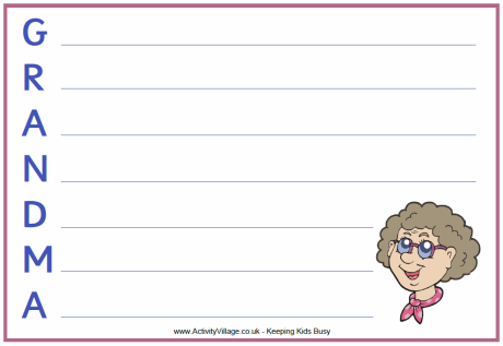 Grandma acrostic poem printable
