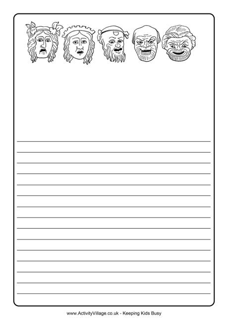 Greek masks notebooking page