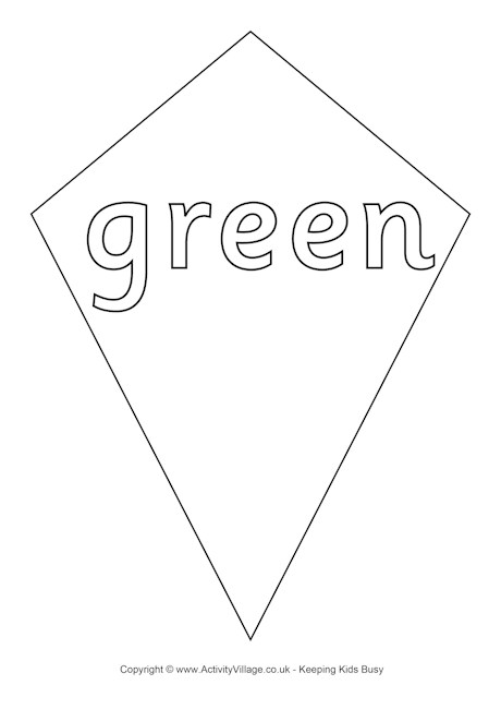 Green kite colouring page