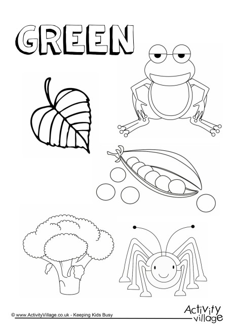 Green Things Colouring Page