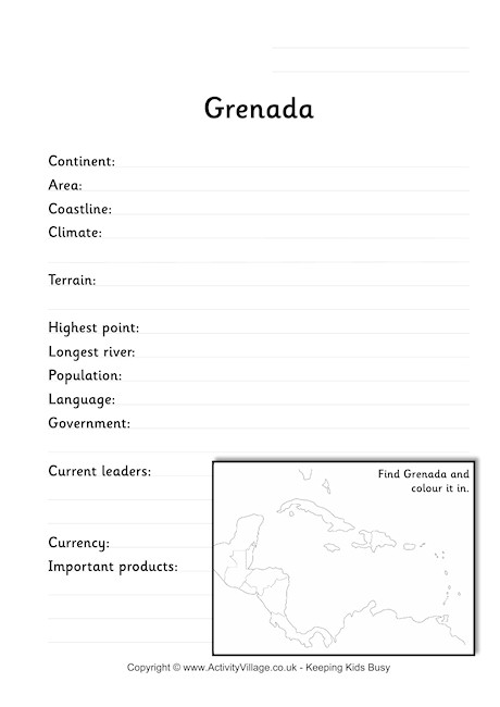 Grenada Fact Worksheet