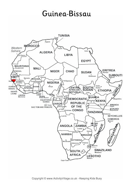 Guinea Bissau on Map of Africa