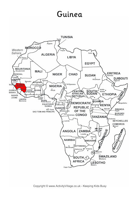 Guinea on Map of Africa