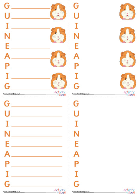 Guinea Pig Acrostic Poem Printable