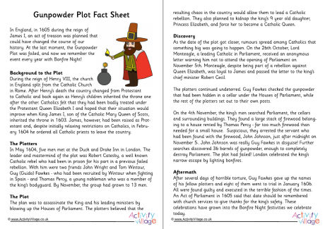 Gunpowder Plot fact sheet