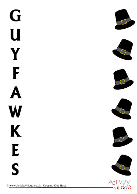 Guy Fawkes Acrostic Poem Printable