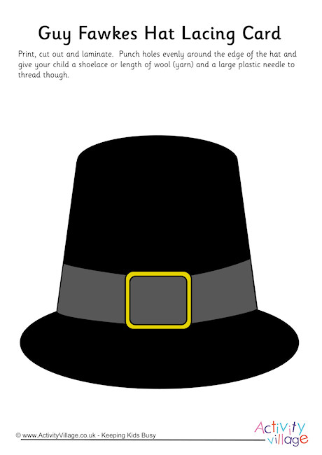Guy Fawkes Hat Lacing Card