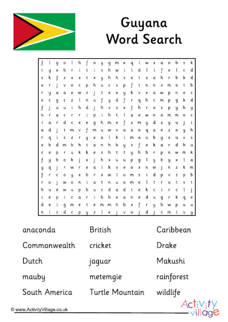 Guyana Word Search
