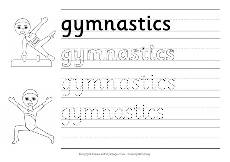Gymnastics handwriting worksheet