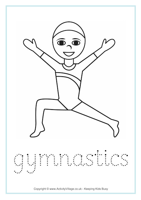 Gymnastics tracing worksheet