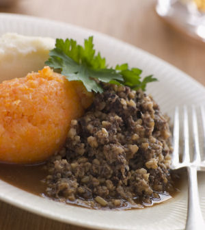 A plate of haggis, neeps and tatties