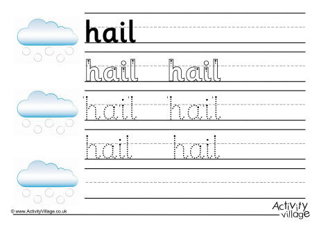 Hail Handwriting Worksheet