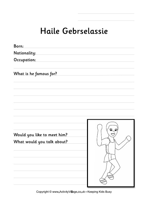 Haile Gebrselassie worksheet 
