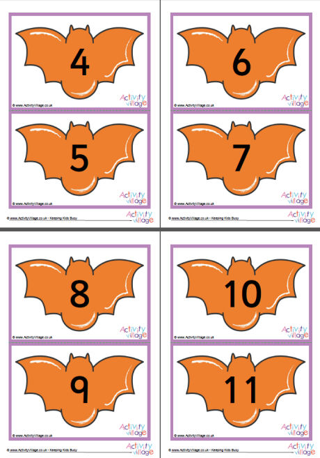 Halloween Bat Number Cards Halloween Bat Number Cards