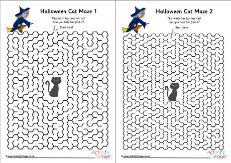 Halloween cat mazes pack of 3