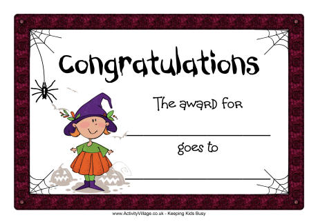 Halloween certificate - Congratulations - Blank