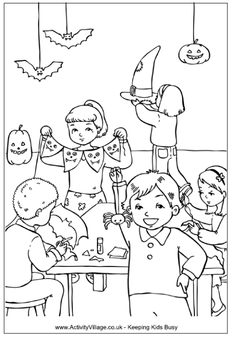 Halloween Decorations Colouring Page