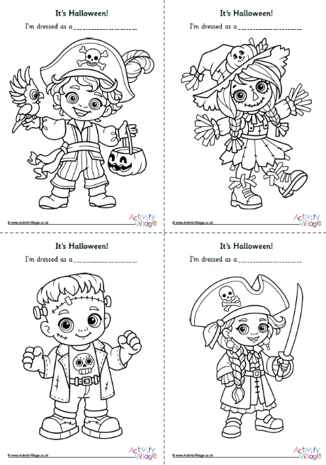 Halloween Kids in Costumes - Colour and Complete Halloween Kids in Costumes - Colour and Complete