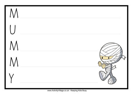 Halloween mummy acrostic poem printables 