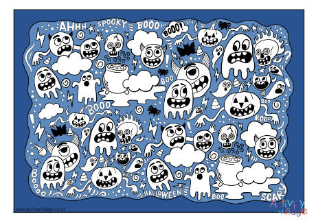 Halloween scene colour pop colouring page Halloween scene colour pop colouring page
