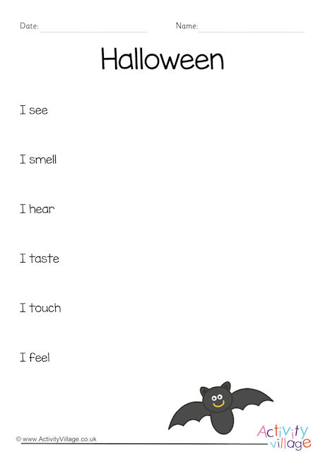 Halloween sensory poem planning sheet