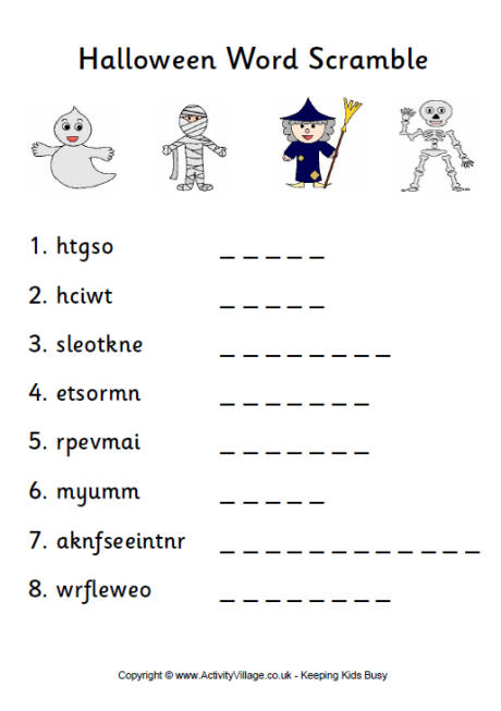 Halloween Word Scramble