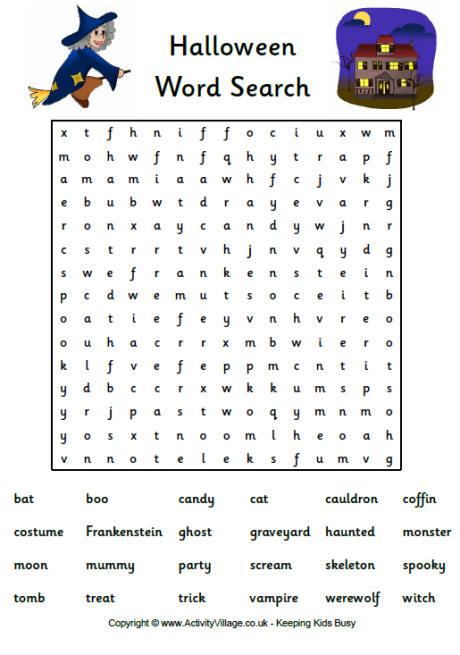 Halloween word search 3