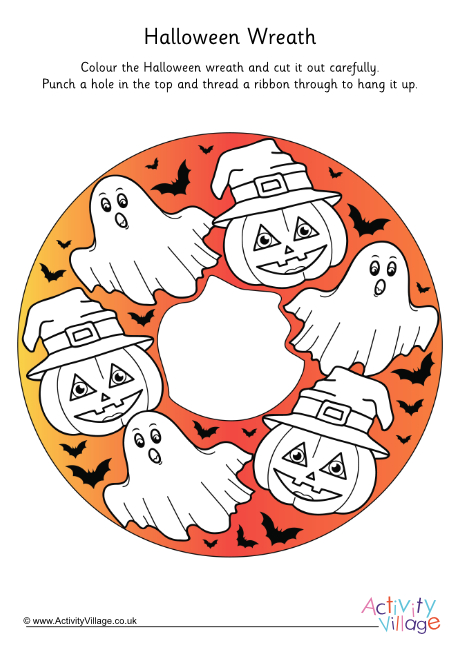 Halloween wreath colour pop colouring page