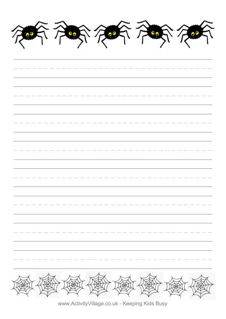 Halloween writing paper - spider