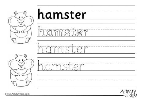 Hamster Handwriting Worksheet