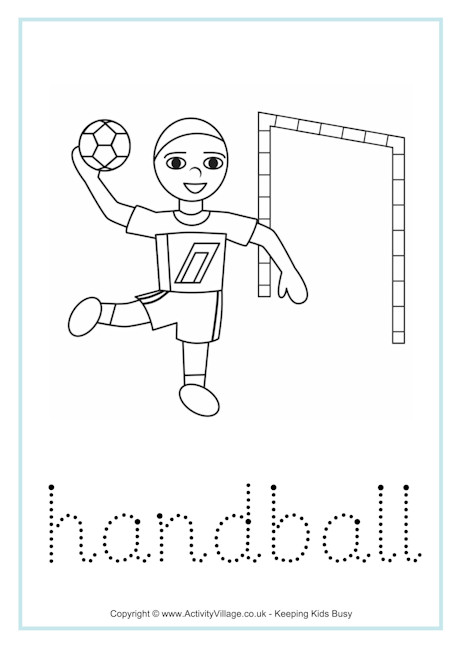 Handball tracing worksheet