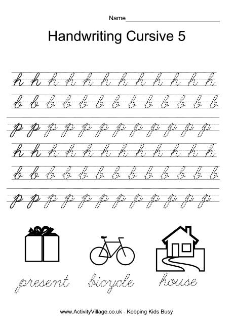 Handwriting practice cursive 5