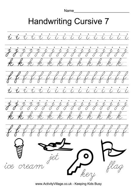 Handwriting practice cursive 7