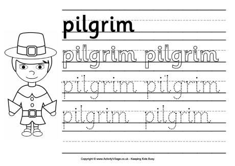Pilgrim handwriting worksheet
