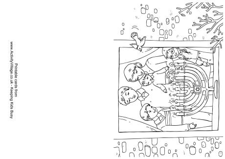 Hanukkah colouring card - menorah