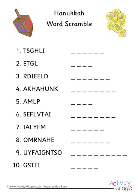 Hanukkah Word Scramble
