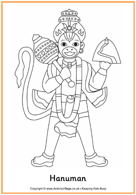 Hanuman colouring page 2